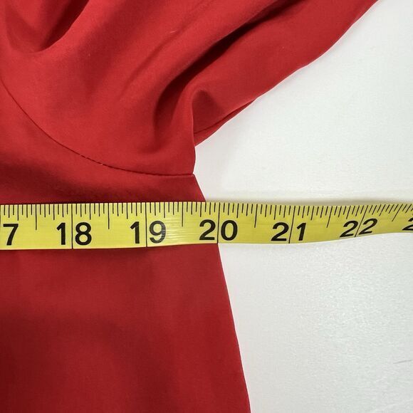 Ann Taylor Loft Blouse M Red Ruffle Silky Top - Picture 4 of 8